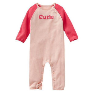 Baby Gap NWT Pink Cutie Raglan Sweater Romper Newborn/up to 7 lbs. / 3-6 Months